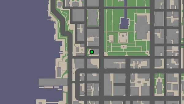 Расположение камеры наблюдения №32 для уничтожения на карте GTA Chinatown Wars, находится за Mammon Heights в Мидл Парк Вест.