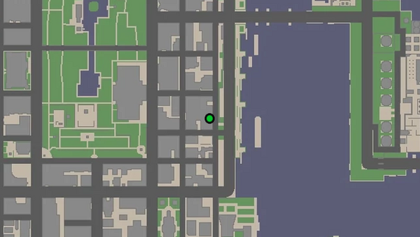 Расположение камеры наблюдения №34 для уничтожения на карте GTA Chinatown Wars, находится в маленьком переулке в Ланкастере.