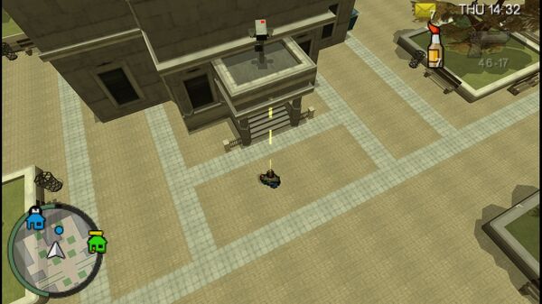 Расположение камеры наблюдения №36 для уничтожения в GTA Chinatown Wars, находится у входа в Университет Веспуччи в Варсити Хайтс.