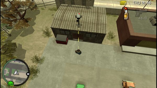 Расположение камеры наблюдения №37 для уничтожения в GTA Chinatown Wars, находится на крыше маленького склада в Варсити Хайтс.