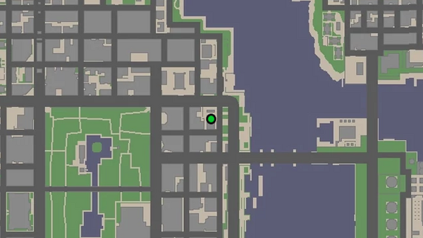 Местоположение на карте GTA Chinatown Wars камеры наблюдения №38 для уничтожения, расположенной на крыше заправочной станции Terroil в Ланкастере.