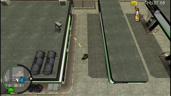 Место расположения камеры наблюдения №38 в GTA Chinatown Wars, которую нужно уничтожить, находится на крыше заправочной станции Terroil в Ланкастере.