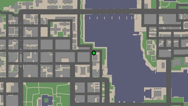 Местоположение на карте GTA Chinatown Wars камеры наблюдения №40 для уничтожения, расположенной на крыше здания в Восточном Холланде.