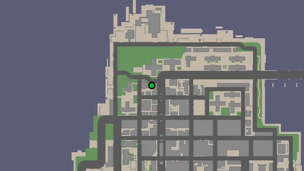 Местоположение на карте GTA Chinatown Wars камеры наблюдения №47 для уничтожения, расположенной за домом Адрианы Яниры Лопес в Нортвуде.