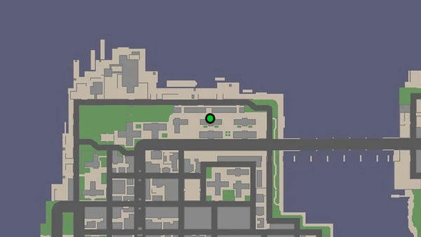 Местоположение на карте GTA Chinatown Wars камеры наблюдения №48 для уничтожения, расположенной у входа в здание в Нортвуде.