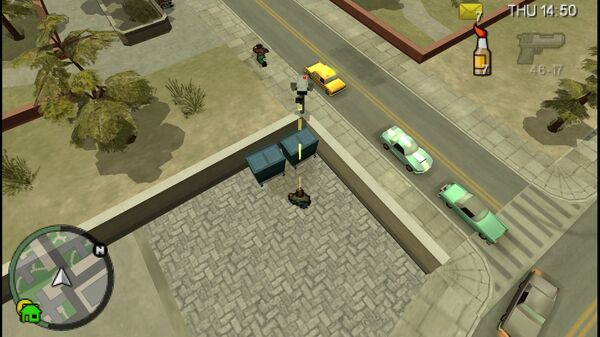 Расположение камеры безопасности №57 для уничтожения в GTA Chinatown Wars, находится на заборе в Нортерн Гарденс, Бохан.