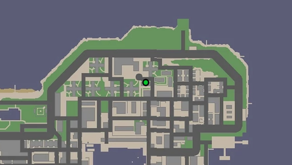 Расположение камеры безопасности №58 для уничтожения на карте GTA Chinatown Wars, находится на улице Катерпиллар, у входа в здание в Нортерн Гарденс.