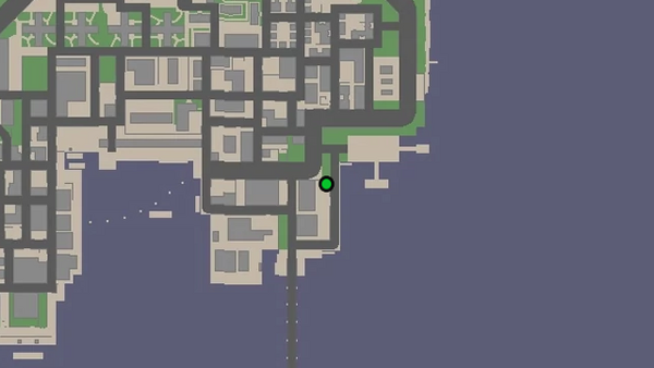 Расположение камеры безопасности №61 для уничтожения на карте GTA Chinatown Wars, находится у входа на склад в Восточном Индастриале, Бохан.