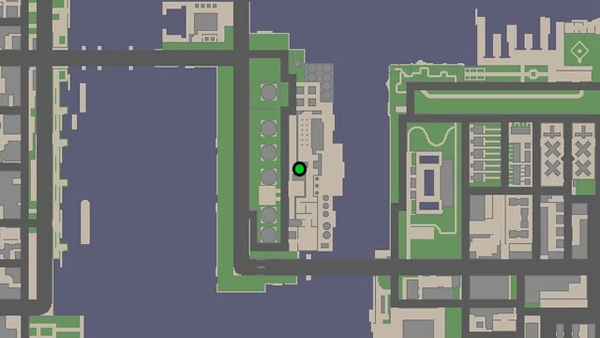 Местоположение на карте камеры наблюдения №64 в GTA Chinatown Wars, которую нужно уничтожить, находится на крыше блока зданий на острове Чардж, район Дьюкс.