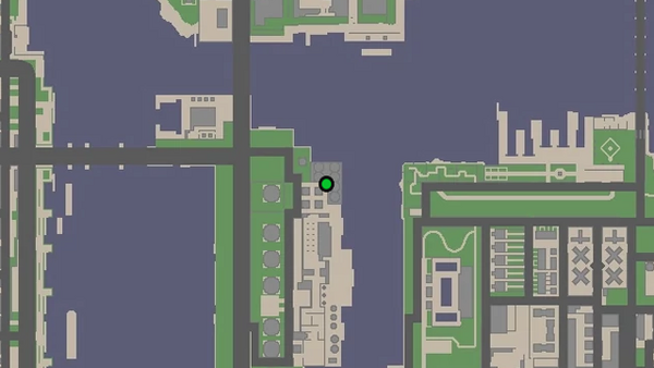 Местоположение на карте камеры наблюдения №65 в GTA Chinatown Wars, которую нужно уничтожить, находится на крыше склада на острове Чардж, район Дьюкс.