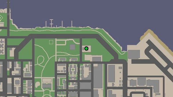 Расположение камеры безопасности №75 для уничтожения на карте GTA Chinatown Wars, находится на крыше заправки RON в Meadows Park.