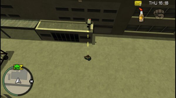 Местоположение камеры безопасности №77 для уничтожения в GTA Chinatown Wars, находится на низкой крыше в международном аэропорту Francis.