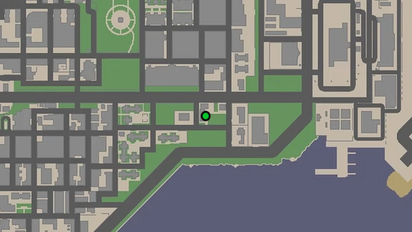 Расположение камеры безопасности №81 для уничтожения на карте GTA Chinatown Wars, находится на крыше склада в Schottler.