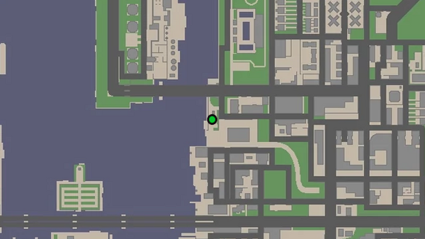 Расположение камеры безопасности №83 для уничтожения на карте GTA Chinatown Wars, находится на деревянной конструкции в Dukes Park.