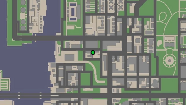 Расположение камеры безопасности №84 для уничтожения на карте GTA Chinatown Wars, находится на крыше гаража Чан Цзяомина в East Island City.