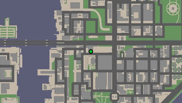 Расположение камеры безопасности №86 для уничтожения на карте GTA Chinatown Wars, находится на крыше главного здания автовокзала Broker Bus Depot.