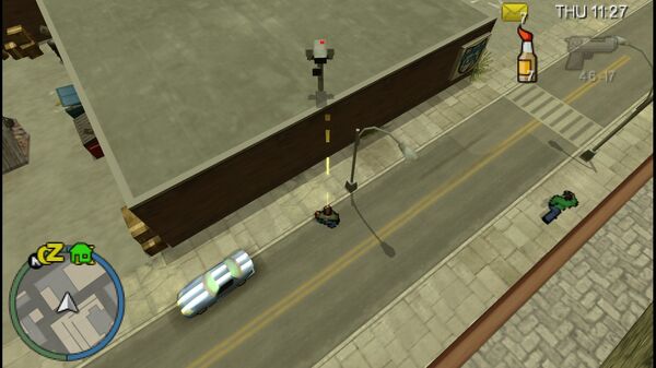 Местоположение камеры безопасности №86 для уничтожения в GTA Chinatown Wars, находится на крыше главного здания автовокзала Broker Bus Depot.