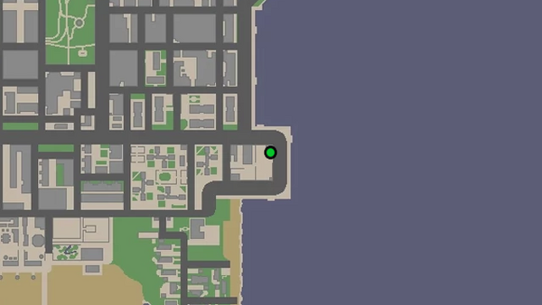 Расположение на карте камеры безопасности №96 в GTA Chinatown Wars для уничтожения, находится у входа в Hairy Al's Scrap and Auto Parts в Firefly Projects.