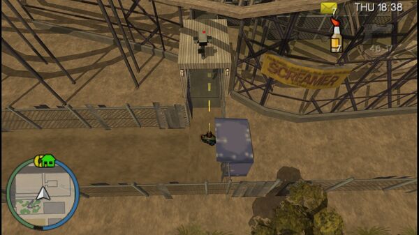 Местоположение камеры безопасности №98 в GTA Chinatown Wars для уничтожения, находится на маленьком здании у Screamer на Firefly Island.