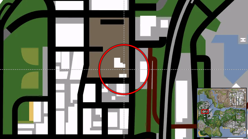 Гараж Дохерти - Местоположение на карте в GTA San Andreas