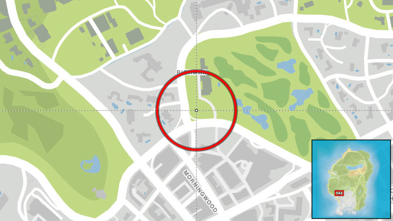 Гольф-клуб Лос-Сантос - расположение на карте в GTA V