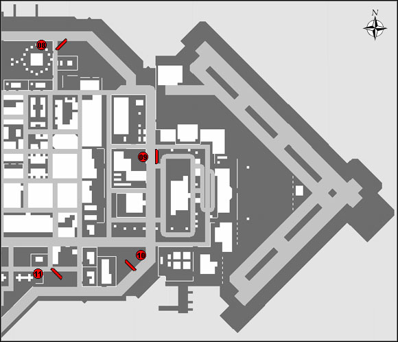 Карта четырёх трюковых прыжков в международном аэропорту Фрэнсиса в Grand Theft Auto: Chinatown Wars