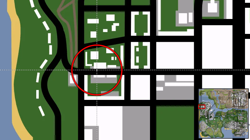 Убежище Парадизо - Местоположение на карте в GTA San Andreas