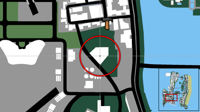 Sunshine Autos (Автосалон) - Местоположение на карте в GTA Vice City