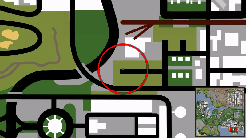 Убежище Вердант-Блаффс - Местоположение на карте в GTA San Andreas