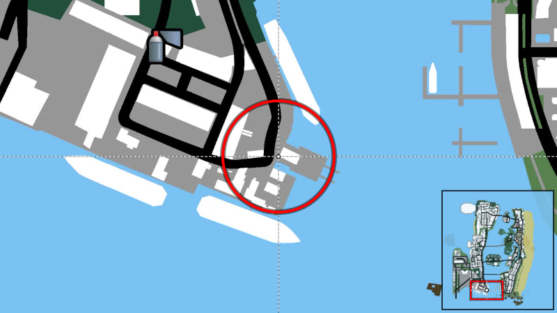 Верфь Вайспорт - Местоположение на карте в GTA Vice City
